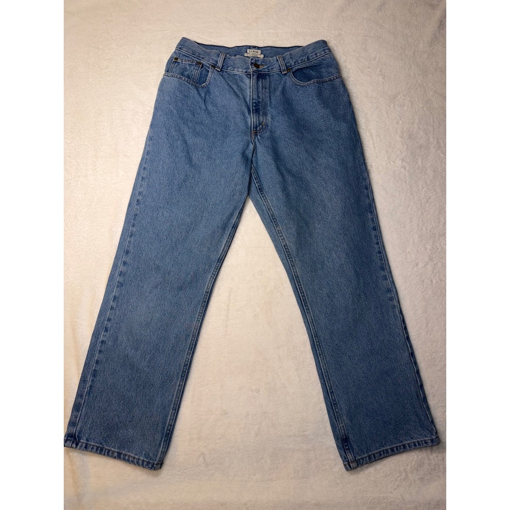 LL Bean Original Fit Straight Leg Jeans Womens 12 Reg Medium Wash Blue Denim